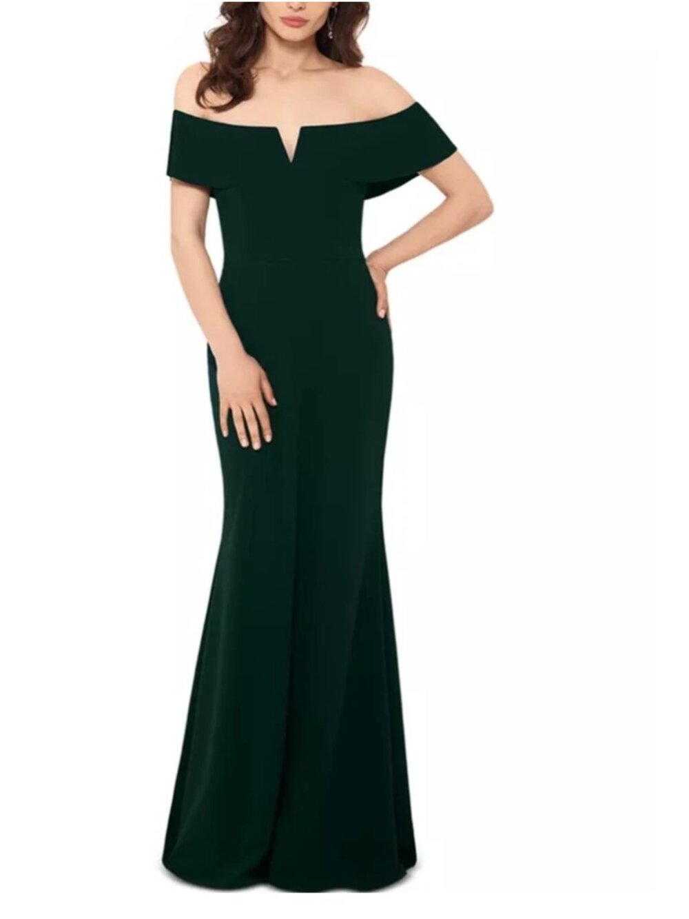 NEW Betsy & Adam Formal Off-Shoulder Dress Gown in Hunter Green - 10 P